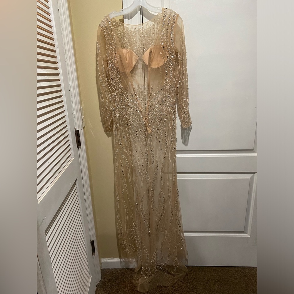 PoshbyV Cara Nude Embellished Gown Size Medium - Picture 5 of 5
